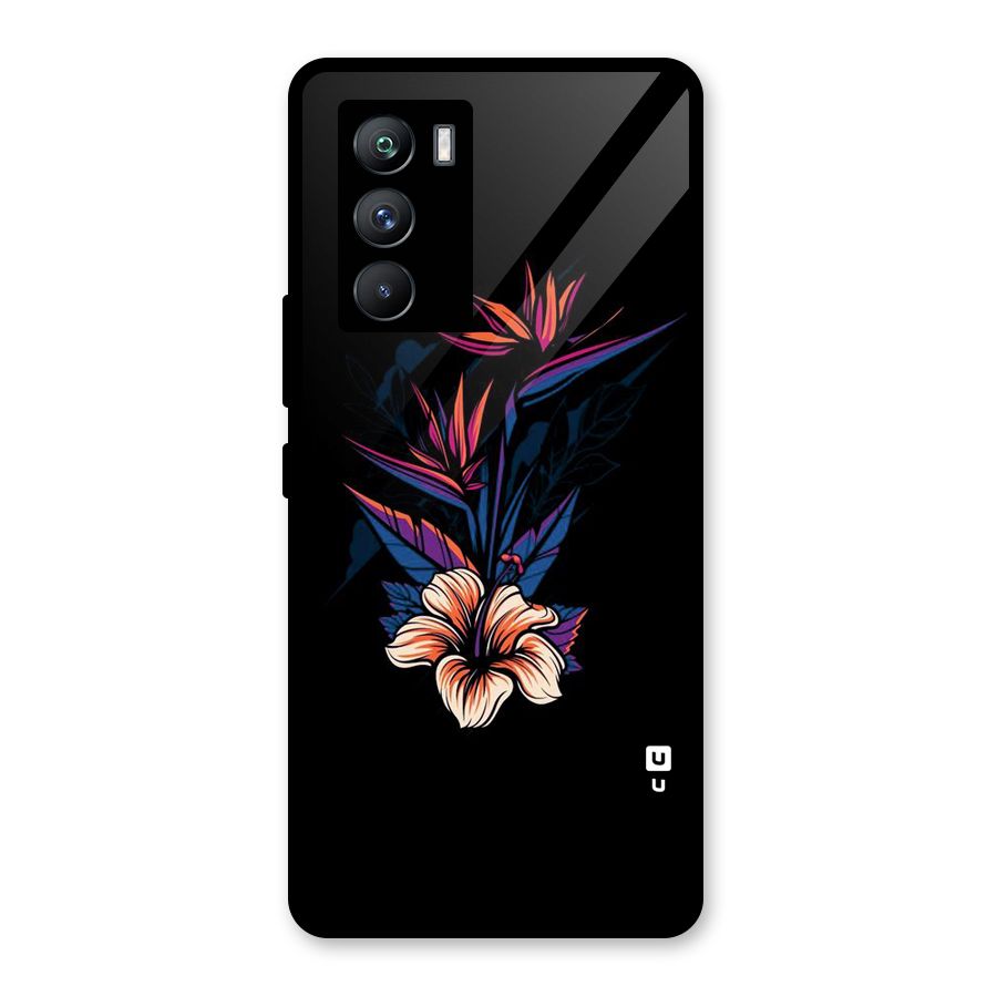 Single Painted Flower Glass Back Case for Vivo iQOO 9 SE
