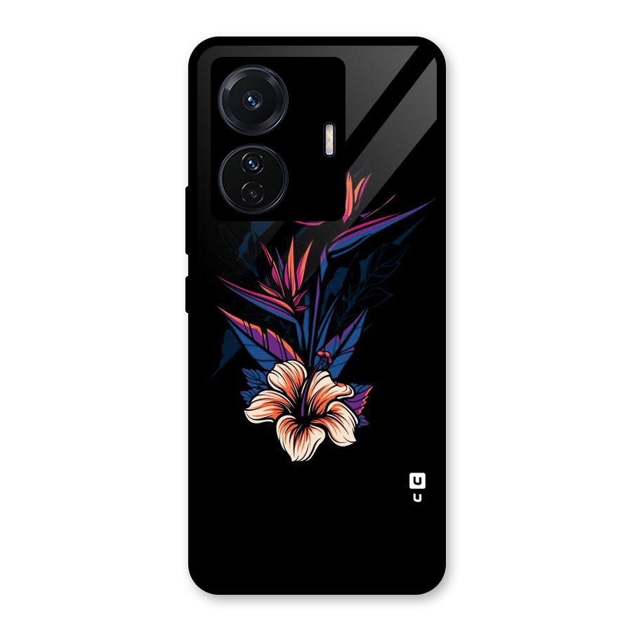 Single Painted Flower Glass Back Case for Vivo iQOO Z6 Pro