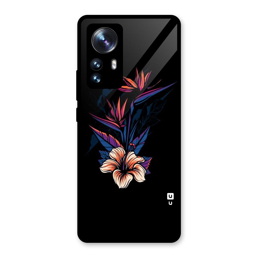 Single Painted Flower Glass Back Case for Xiaomi 12 Pro
