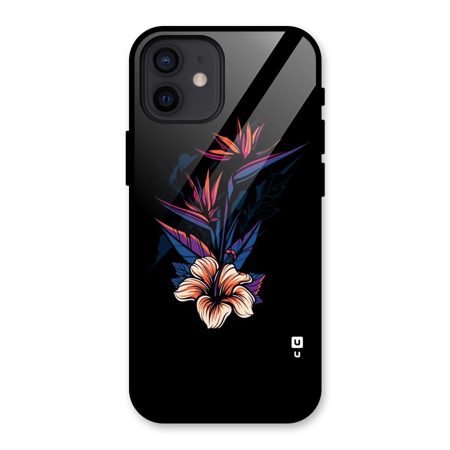 Single Painted Flower Glass Back Case for iPhone 12