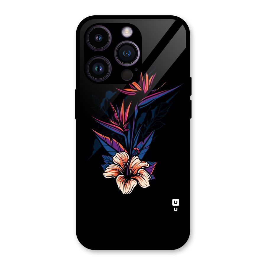 Single Painted Flower Glass Back Case for iPhone 14 Pro