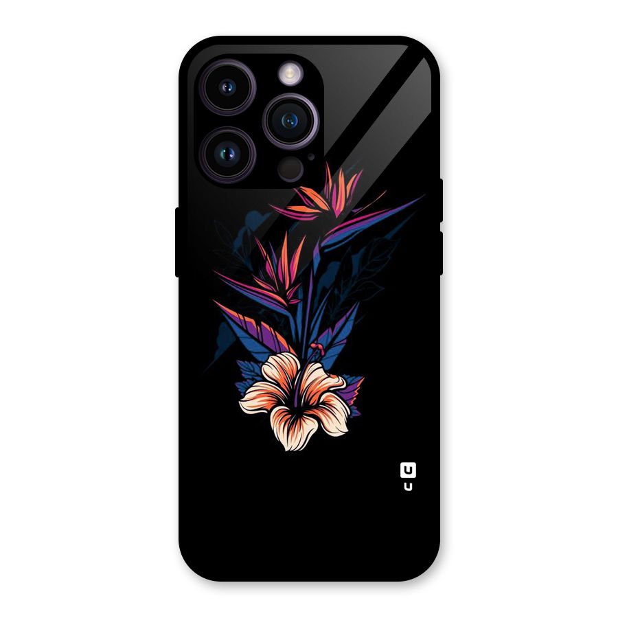 Single Painted Flower Glass Back Case for iPhone 14 Pro Max