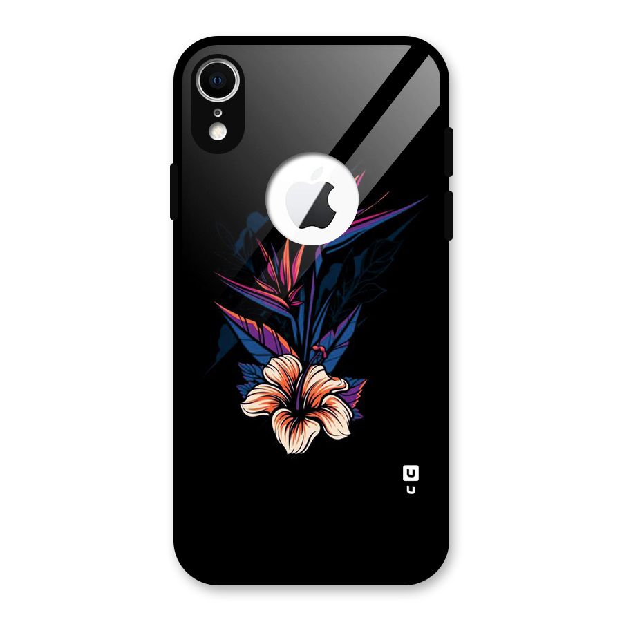 Single Painted Flower Glass Back Case for iPhone XR Logo Cut