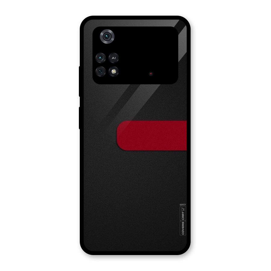 Single Red Stripe Glass Back Case for Poco M4 Pro 4G