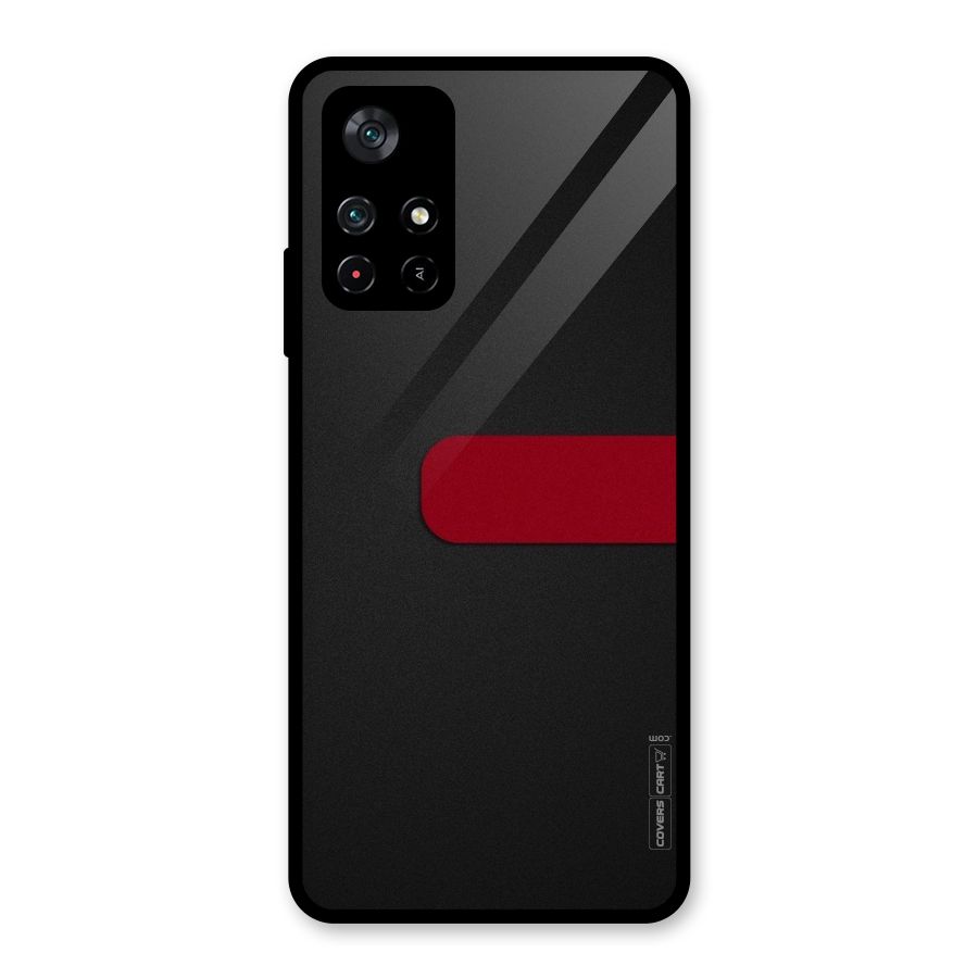 Single Red Stripe Glass Back Case for Poco M4 Pro 5G