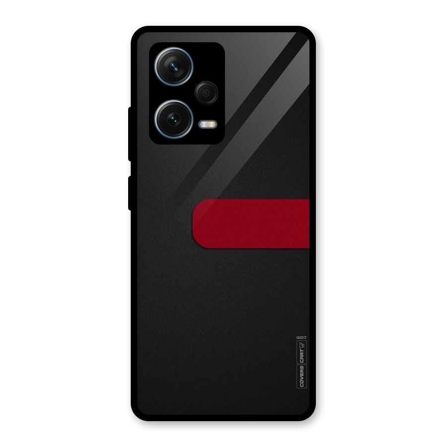Single Red Stripe Glass Back Case for Redmi Note 12 Pro Plus 5G