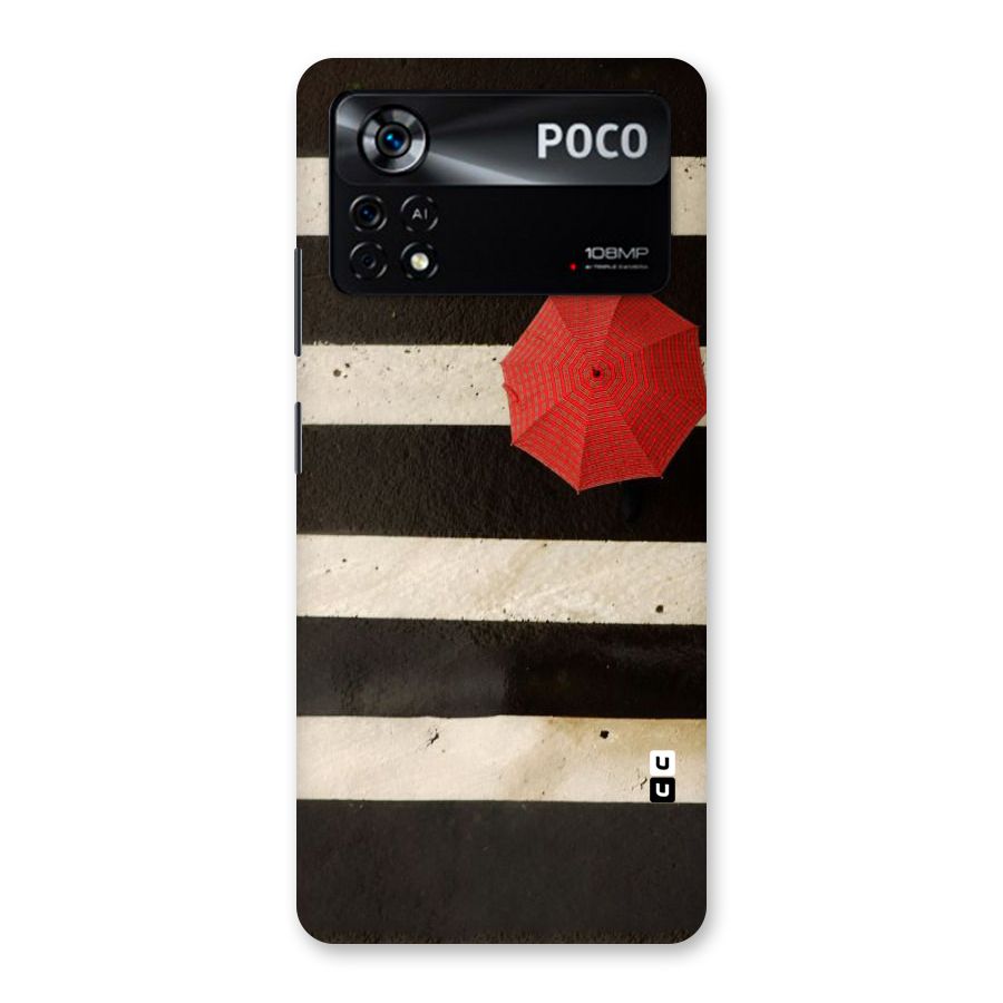 Single Red Umbrella Stripes Back Case for Poco X4 Pro 5G
