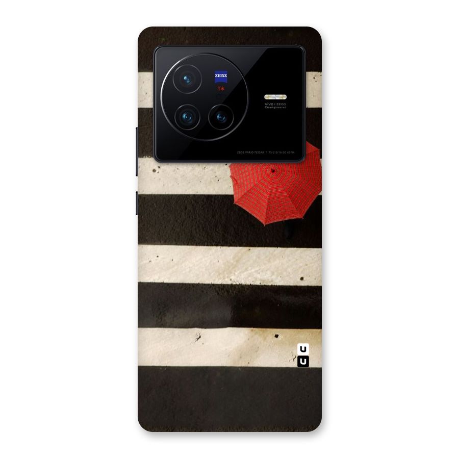 Single Red Umbrella Stripes Back Case for Vivo X80