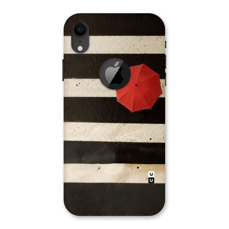Single Red Umbrella Stripes Back Case for iPhone XR Logo Cut