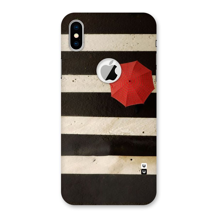 Single Red Umbrella Stripes Back Case for iPhone XS Logo Cut