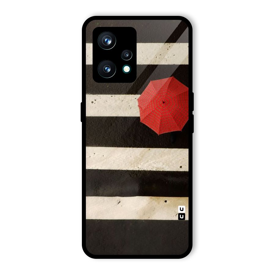 Single Red Umbrella Stripes Glass Back Case for Realme 9 Pro Plus 5G