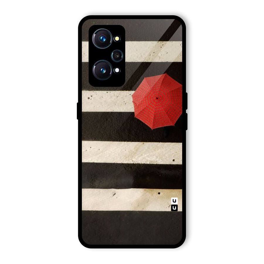 Single Red Umbrella Stripes Glass Back Case for Realme GT 2
