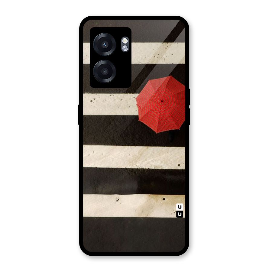 Single Red Umbrella Stripes Glass Back Case for Realme Narzo 50 5G