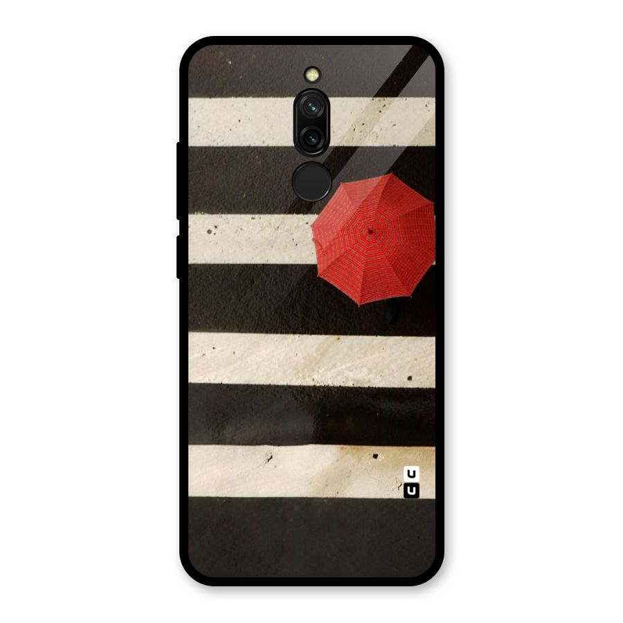 Single Red Umbrella Stripes Glass Back Case for Redmi 8