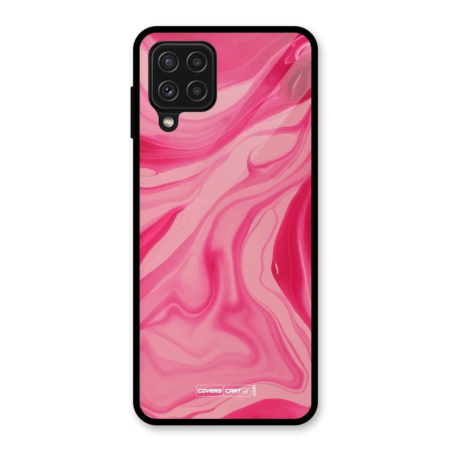 Sizzling Pink Marble Texture Glass Back Case for Galaxy A22 4G