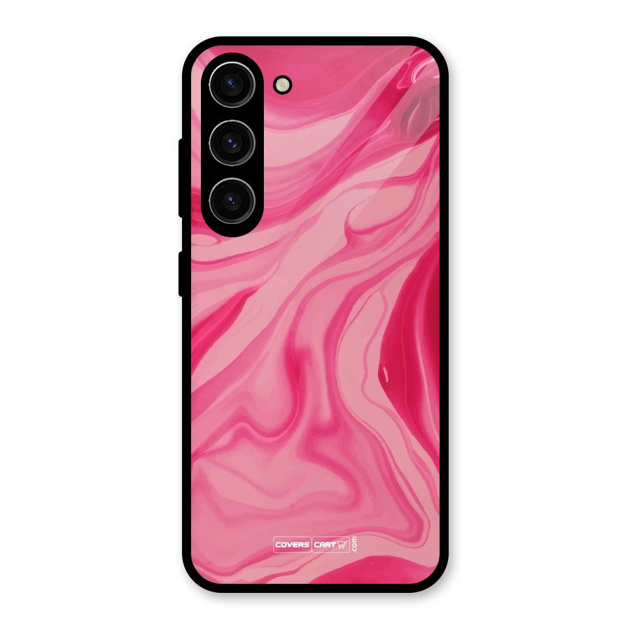 Sizzling Pink Marble Texture Glass Back Case for Galaxy S23