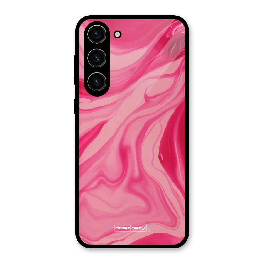 Sizzling Pink Marble Texture Glass Back Case for Galaxy S23 Plus