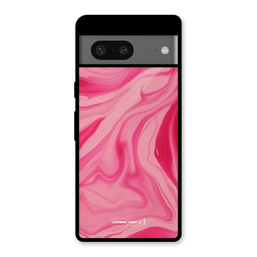 Sizzling Pink Marble Texture Glass Back Case for Google Pixel 7
