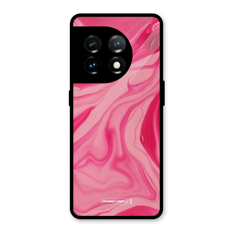 Sizzling Pink Marble Texture Glass Back Case for OnePlus 11