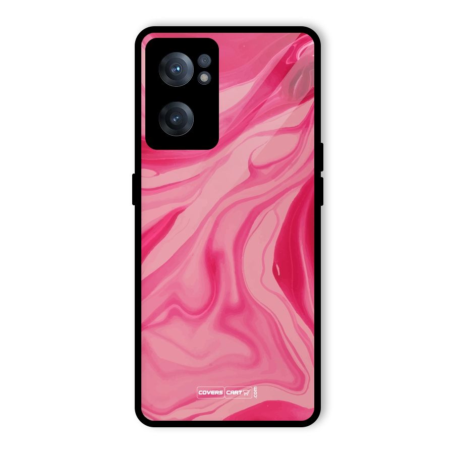Sizzling Pink Marble Texture Glass Back Case for OnePlus Nord CE 2 5G