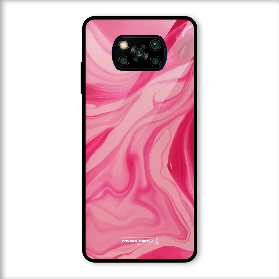 Sizzling Pink Marble Texture Glass Back Case for Poco X3