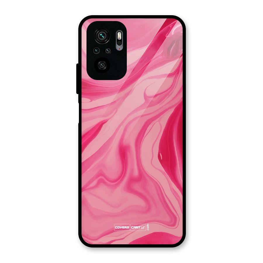Sizzling Pink Marble Texture Glass Back Case for Redmi Note 10S