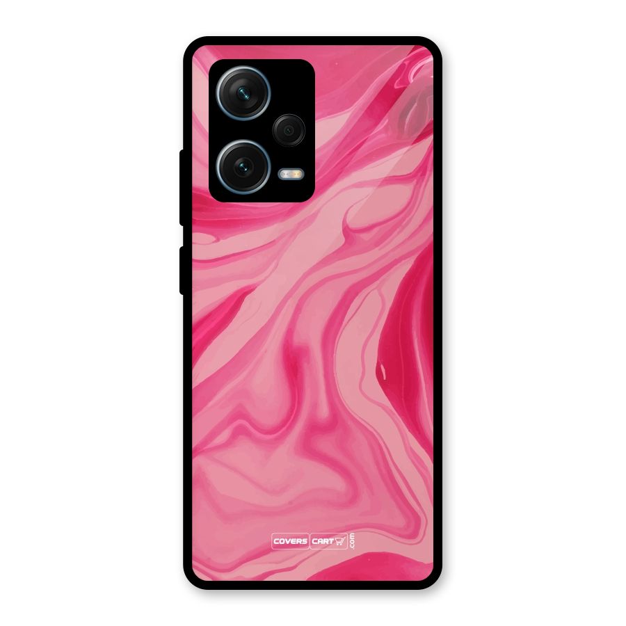 Sizzling Pink Marble Texture Glass Back Case for Redmi Note 12 Pro Plus 5G