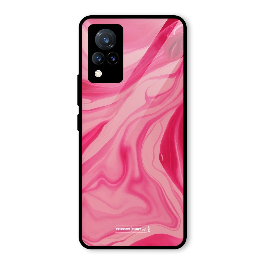 Sizzling Pink Marble Texture Glass Back Case for Vivo V21 5G