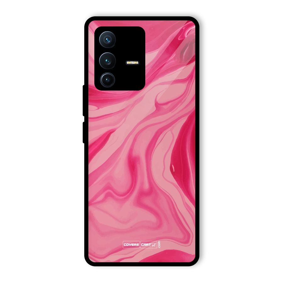Sizzling Pink Marble Texture Glass Back Case for Vivo V23 Pro