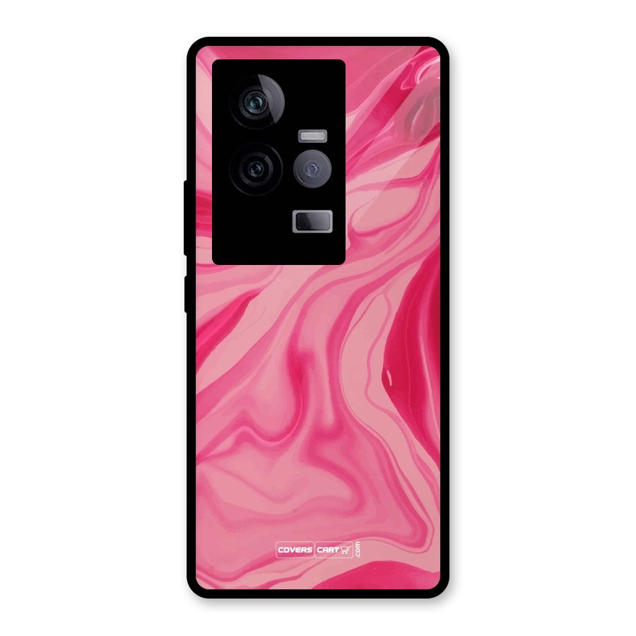 Sizzling Pink Marble Texture Glass Back Case for Vivo iQOO 11 5G