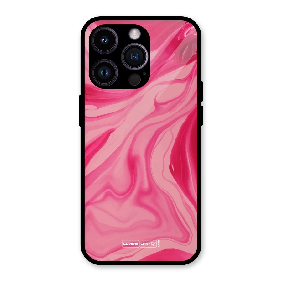 Sizzling Pink Marble Texture Glass Back Case for iPhone 14 Pro