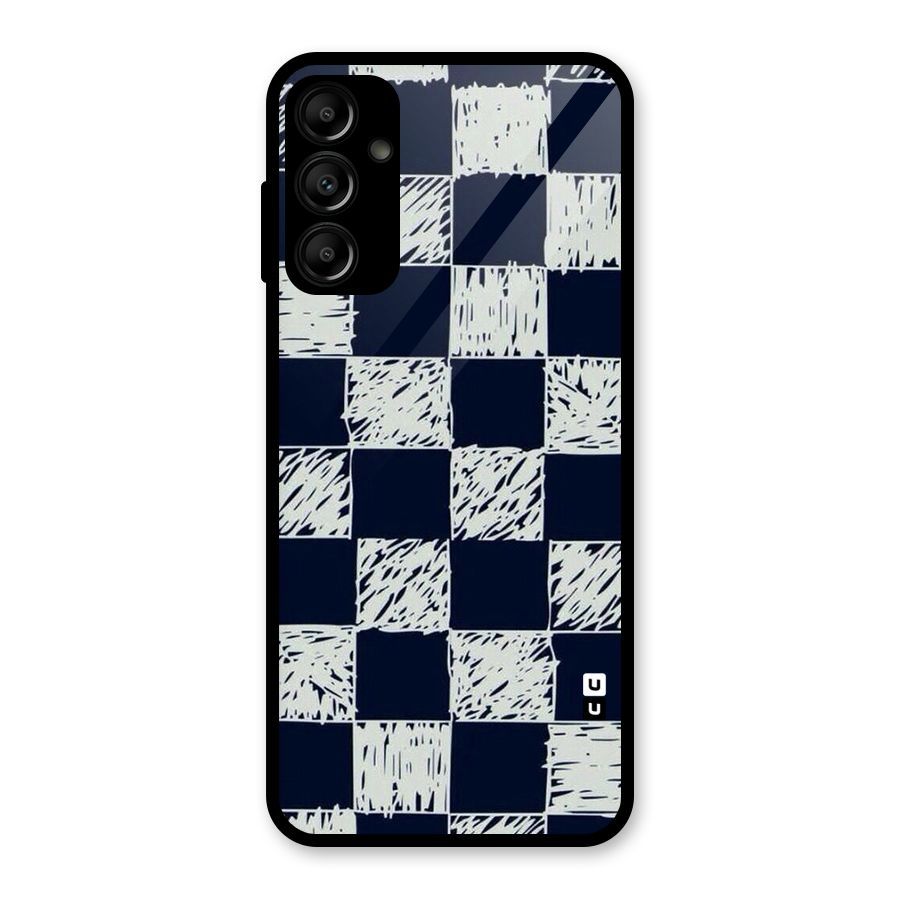 Sketchy Check Design Glass Back Case for Galaxy A14 5G