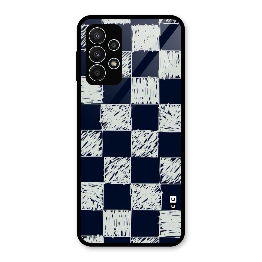 Sketchy Check Design Glass Back Case for Galaxy A23
