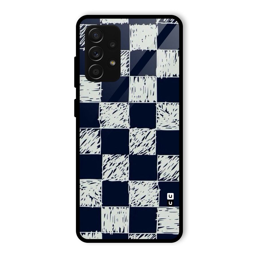 Sketchy Check Design Glass Back Case for Galaxy A53 5G