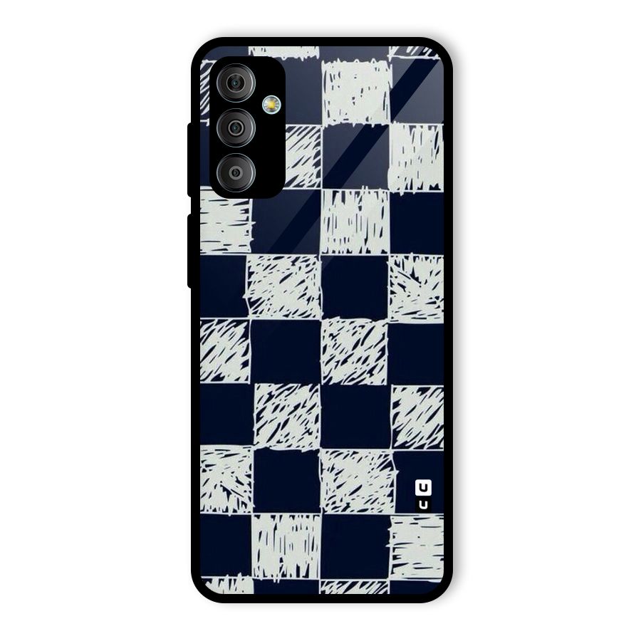 Sketchy Check Design Glass Back Case for Galaxy F23
