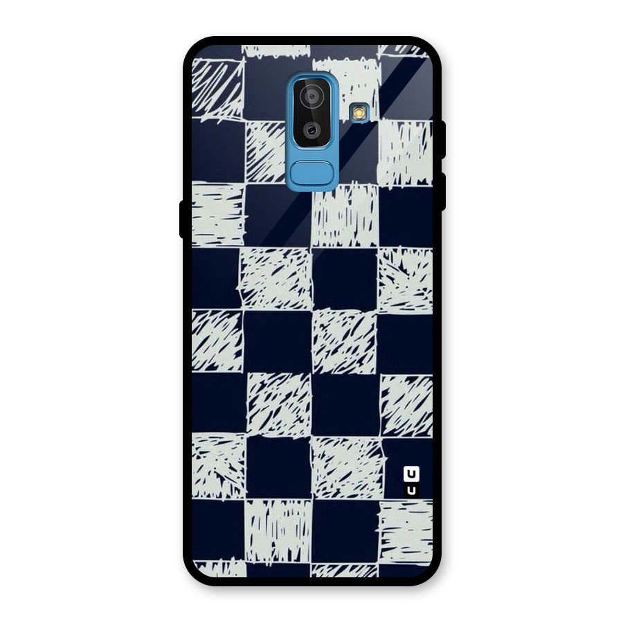 Sketchy Check Design Glass Back Case for Galaxy J8