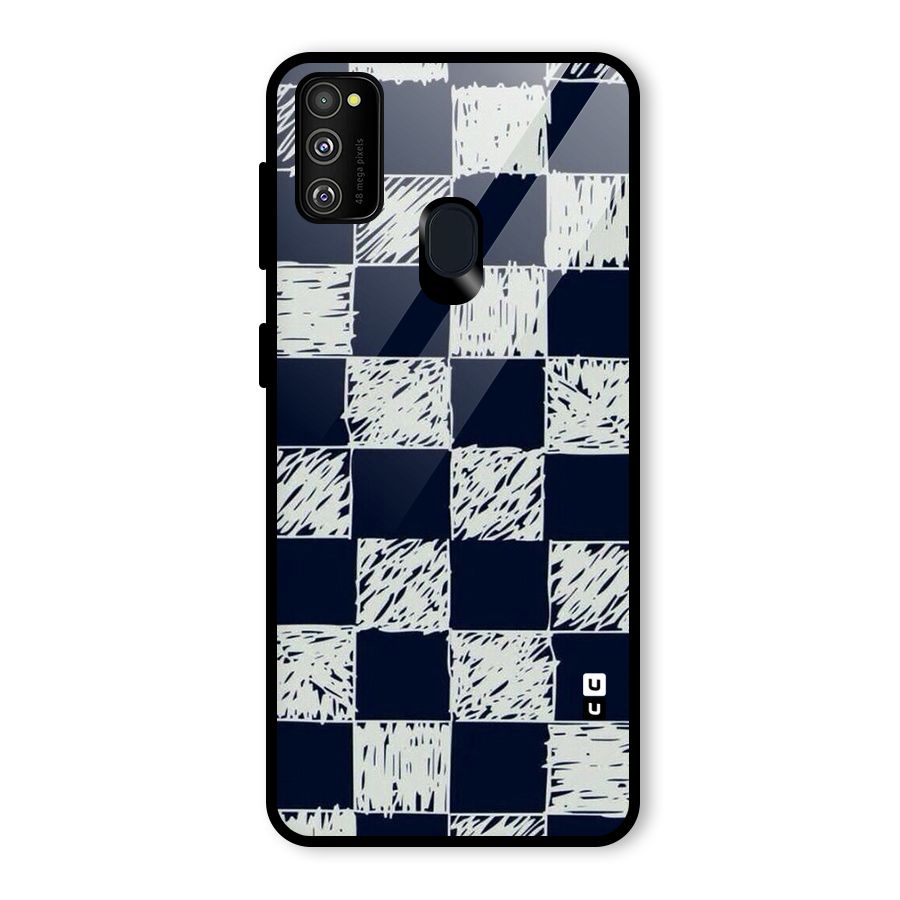 Sketchy Check Design Glass Back Case for Galaxy M30s
