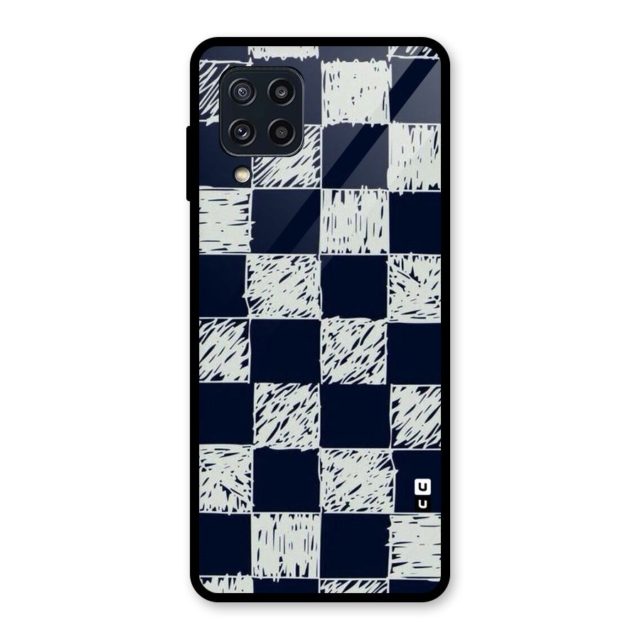 Sketchy Check Design Glass Back Case for Galaxy M32