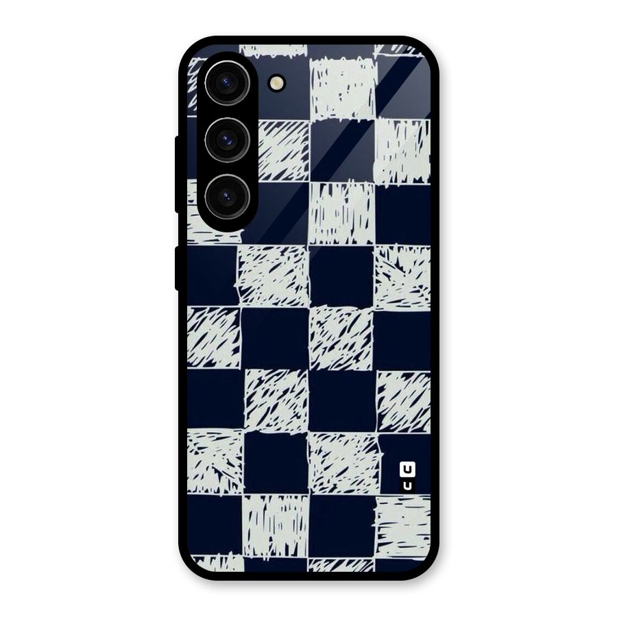 Sketchy Check Design Glass Back Case for Galaxy S23