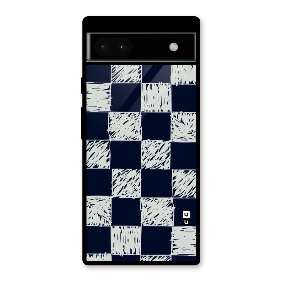 Sketchy Check Design Glass Back Case for Google Pixel 6a