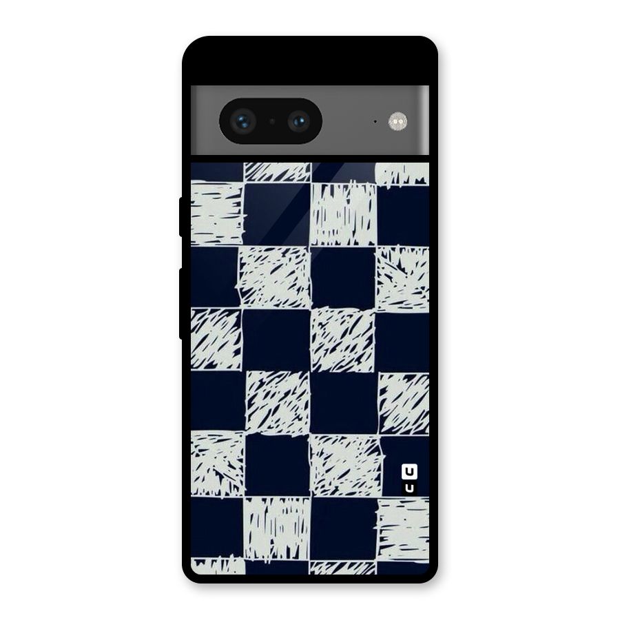 Sketchy Check Design Glass Back Case for Google Pixel 7