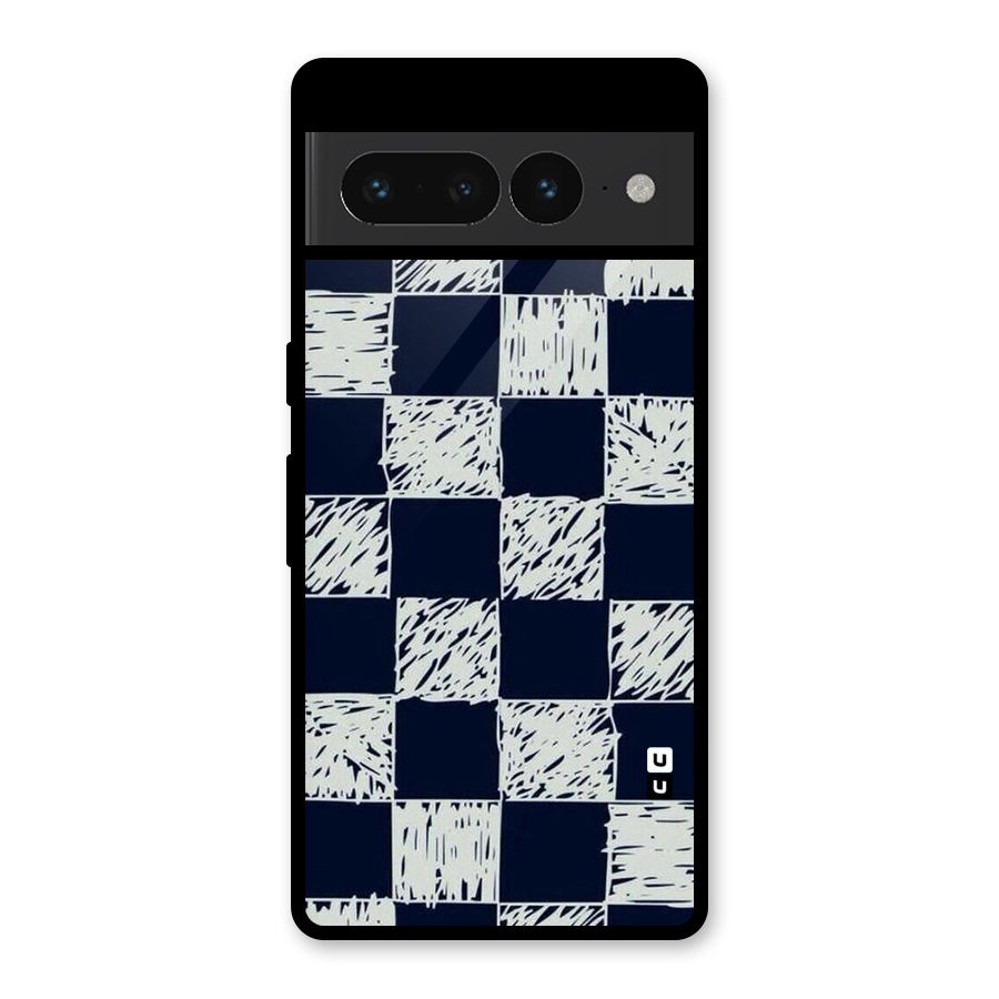 Sketchy Check Design Glass Back Case for Google Pixel 7 Pro
