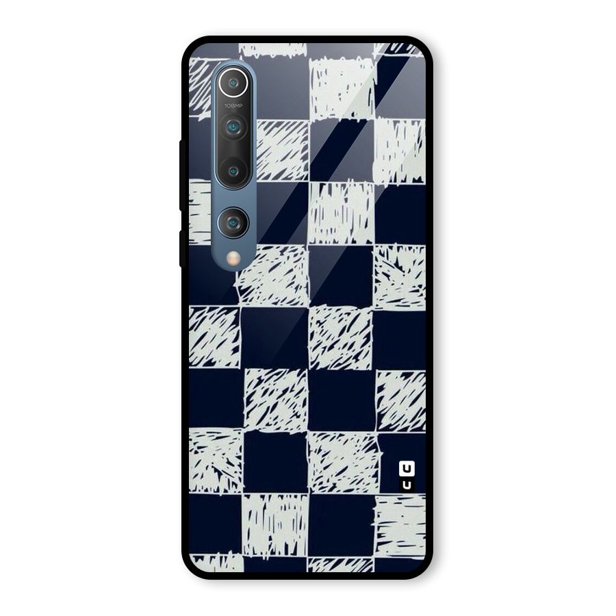 Sketchy Check Design Glass Back Case for Mi 10