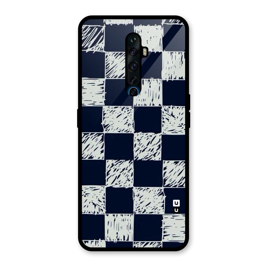 Sketchy Check Design Glass Back Case for Oppo Reno2 F