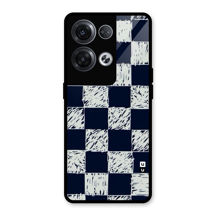 Sketchy Check Design Glass Back Case for Oppo Reno8 Pro 5G