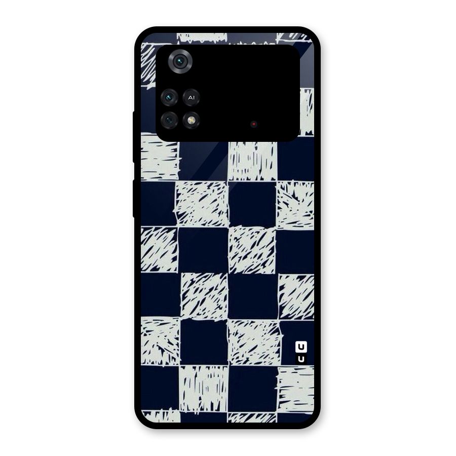 Sketchy Check Design Glass Back Case for Poco M4 Pro 4G