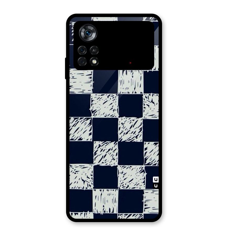 Sketchy Check Design Glass Back Case for Poco X4 Pro 5G