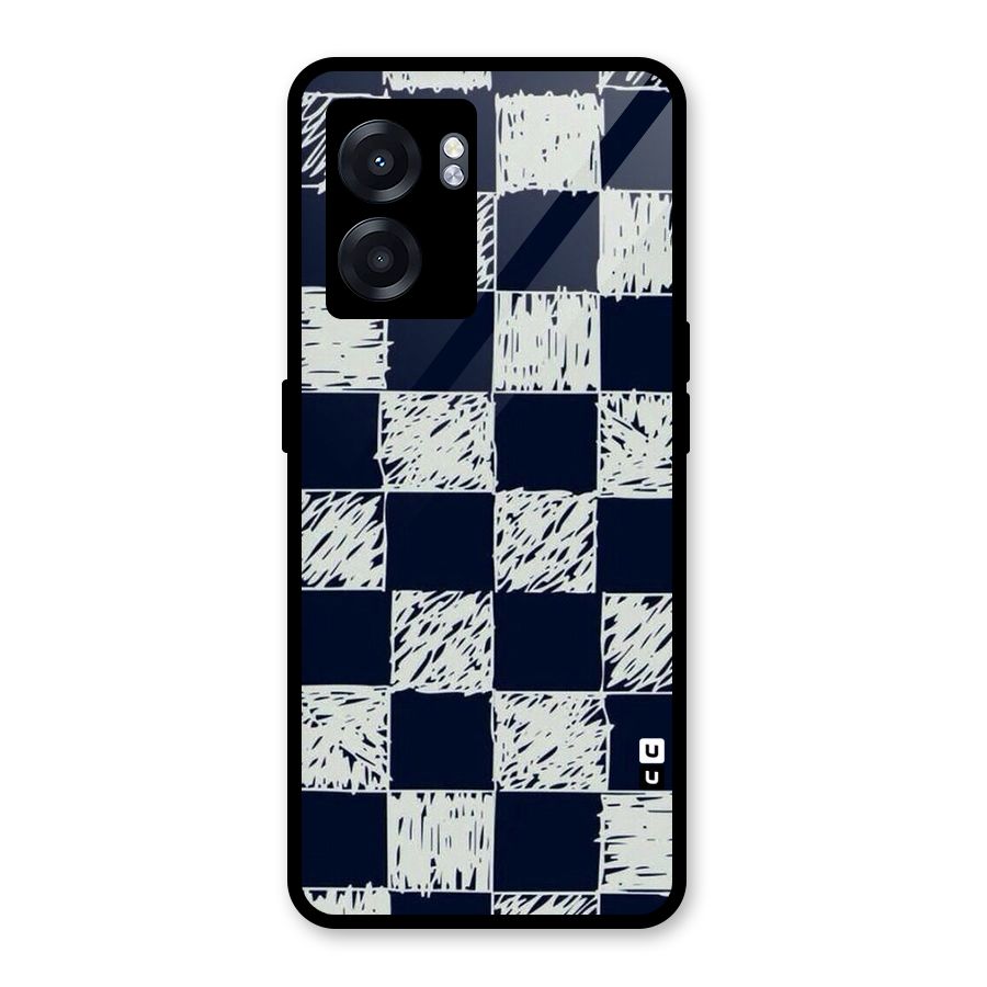 Sketchy Check Design Glass Back Case for Realme Narzo 50 5G