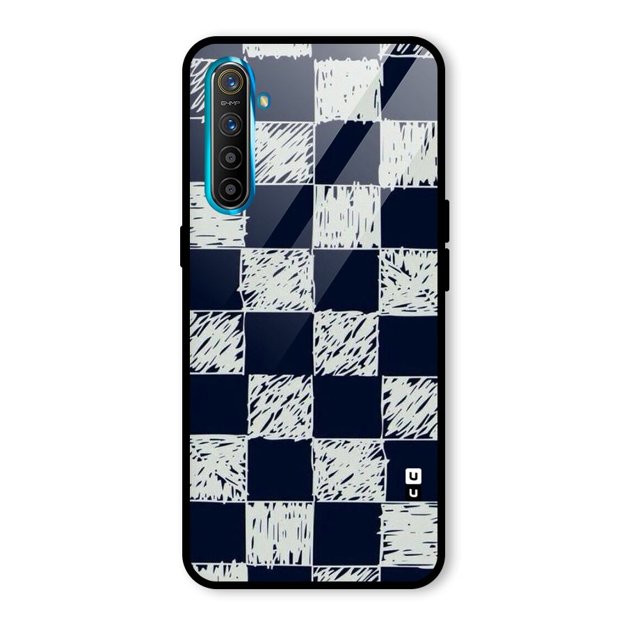 Sketchy Check Design Glass Back Case for Realme XT