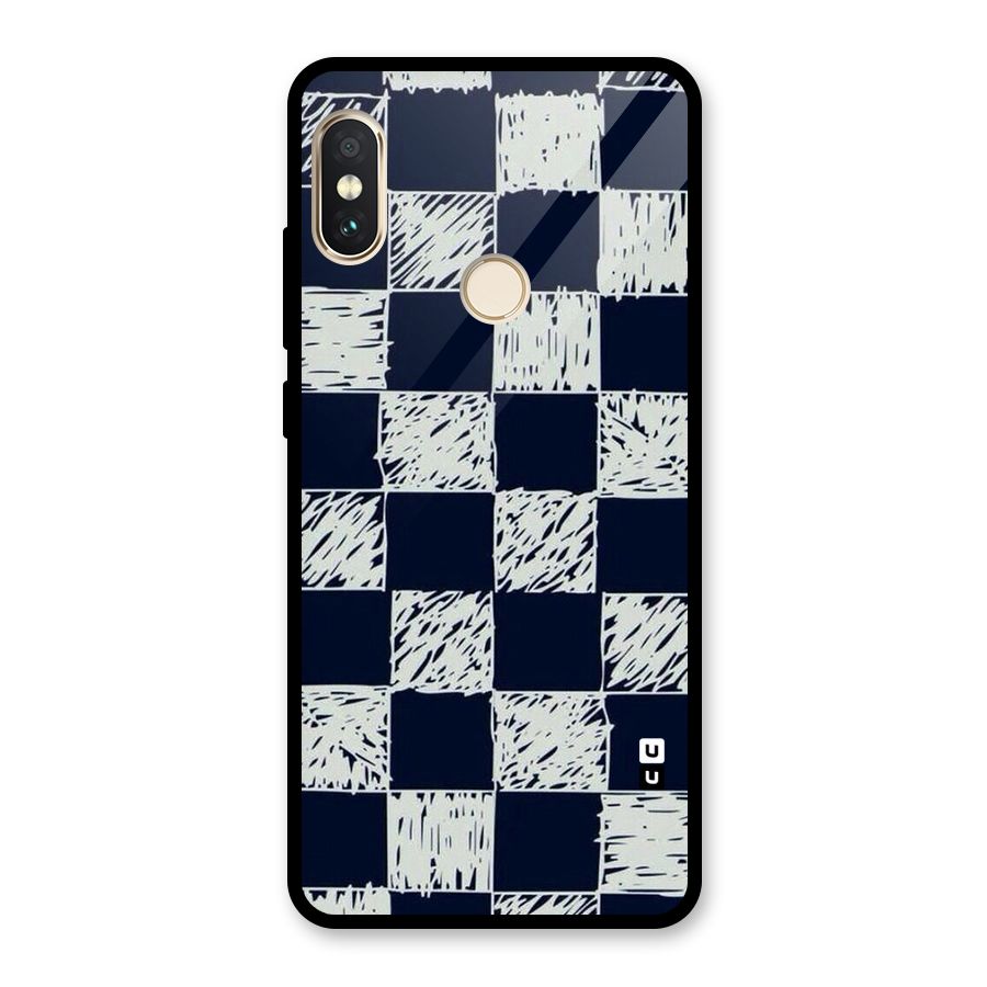Sketchy Check Design Glass Back Case for Redmi Note 5 Pro